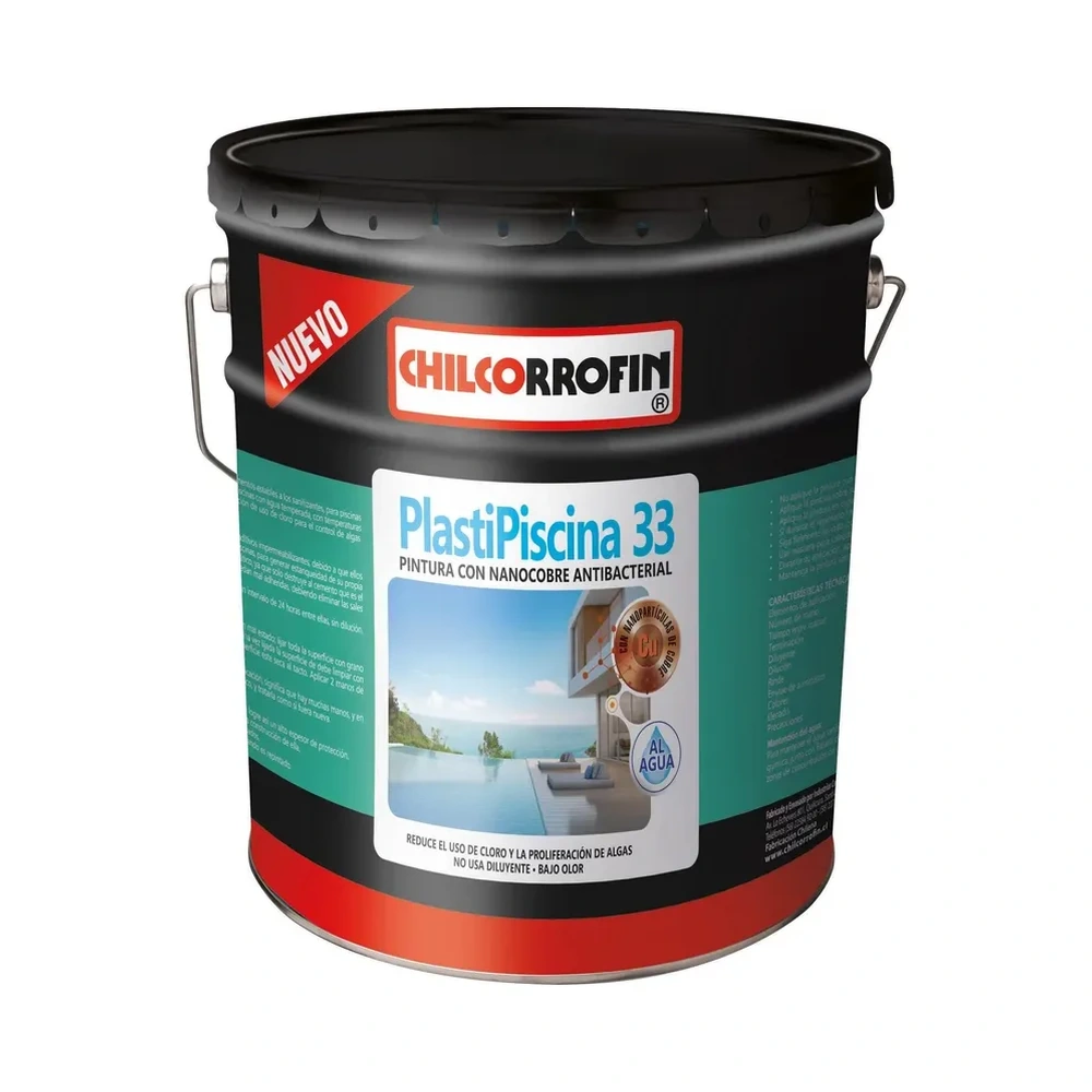 Pintura Piscina Super Caucho Celeste Agua - Tineta 4GL